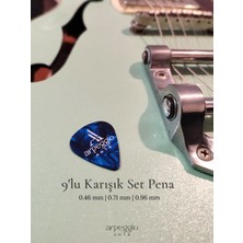 9’lu Gitar Pena Seti | Selüloid | 0.46 - 0.71 - 0.96 mm | Karışık Renk | Pena Şarjörü Hediye!