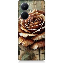 Vivo V29 Lite Uyumlu Altın Bronz Gül Zarafeti  Desenli Silikon Kılıf