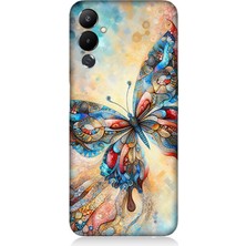Tecno Pova 3 Uyumlu Parlayan Renkli Kelebek  Desenli Silikon Kılıf