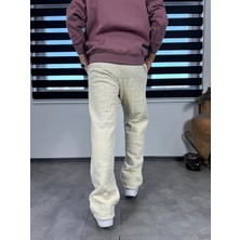 Bej Kabartma Desenli Baggy Eşofman