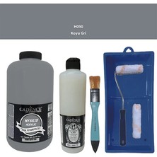 Cadence Mobilya Boyası -  Multisurface H - 090 Koyu gr I 2000 ml Ultimate Vernik Mat 500 ml  Saten Rulo Set