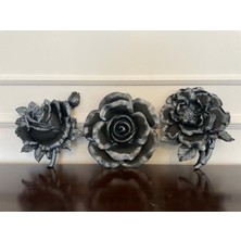Duvar Çiçeği 3 Lü , Modern Tasarım Şakayık ve Gül