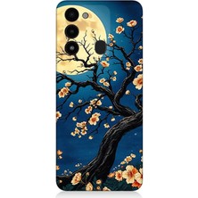 Tecno Spark 8c Uyumlu Ay Altında Kiraz Çiçeği  Desenli Silikon Kılıf