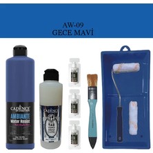 Cadence Fayans Tezgah B - Ambiente Islak Zemin Aw - 09 Gece Mavi 500 ml Katalizör 30 gr Taş Vernik Mat 250  Saten Rulo Set