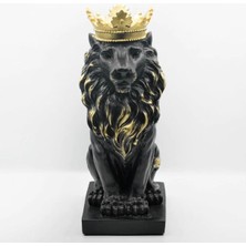 Aslan Kral Lion Heykeli Siyah-Gold