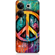 Tecno Camon 20 Pro 5g Uyumlu Renkli Barış Işareti  Desenli Silikon Kılıf