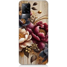 Vivo V21E Uyumlu Ahşap Üzerinde Gölge Çiçekler  Desenli Silikon Kılıf