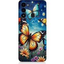 Tecno Spark 8c Uyumlu Renkli Kanatlı Kelebekler Uçuşu  Desenli Silikon Kılıf
