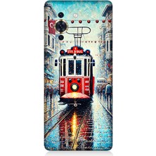 Huaweı Nova 10 Se Uyumlu Yağmurlu Sokakta Kırmızı Tramvay  Desenli Silikon Kılıf
