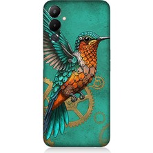 Tecno Pova 3 Uyumlu Turkuaz Zeminde Sinek Kuşu  Desenli Silikon Kılıf
