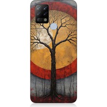 Tecno Pova Uyumlu Sarı Kırmızı Ağaç Gölgesi  Desenli Silikon Kılıf