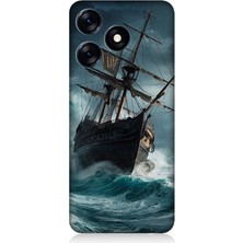 Tecno Spark 10 Uyumlu Fırtınada Eski Gemi  Desenli Silikon Kılıf