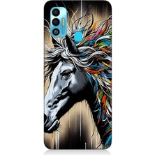 Tecno Spark 7t Uyumlu Renk Patlamalı At  Desenli Silikon Kılıf
