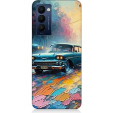 Tecno Camon 18 Uyumlu Renkli Yol Üzerinde Araba  Desenli Silikon Kılıf