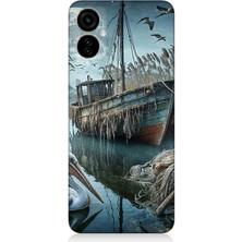 Tecno Camon 19 Neo Uyumlu Ay Işığında Eski Gemi  Desenli Silikon Kılıf