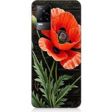 Vivo V21E Uyumlu Kırmızı Gelincik Hatırası  Desenli Silikon Kılıf