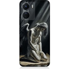 Vivo V16 Uyumlu Gölgede Diz Çöken Melek  Desenli Silikon Kılıf