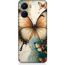 Vivo V16 Uyumlu Zarif Kanatlı Beyaz Kelebek  Desenli Silikon Kılıf
