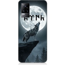 Vivo V21E Uyumlu Ay Altında Kurt Ulusu  Desenli Silikon Kılıf