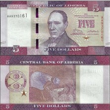 Banknoting Liberya 5 Dolar 2016 Çil Kondisyon.