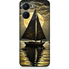Vivo V16 Uyumlu Altın Ayda Yelkenli  Desenli Silikon Kılıf