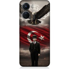 Vivo V16 Uyumlu Bayrak ve Mustafa Kemal Atatürk  Desenli Silikon Kılıf
