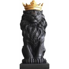 Aslan Kral Heykel Siyah-Gold