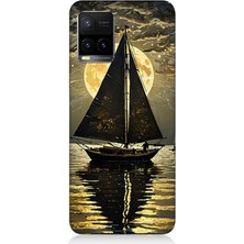 Vivo Y53S Uyumlu Altın Ayda Yelkenli  Desenli Silikon Kılıf