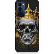 Tecno Camon 18 Uyumlu Taçlı Kurukafa Gölgesinde  Desenli Silikon Kılıf