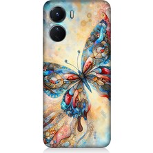 Vivo V16 Uyumlu Parlayan Renkli Kelebek  Desenli Silikon Kılıf