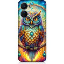 Vivo V16 Uyumlu Renkli Bilgelik Baykuşu  Desenli Silikon Kılıf