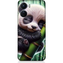 Vivo V16 Uyumlu Bambu Tutan Panda  Desenli Silikon Kılıf