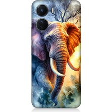 Vivo V16 Uyumlu Ateşte Yürüyen Fil  Desenli Silikon Kılıf