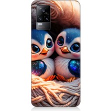 Vivo V21E Uyumlu Yuvalarında Sevimli Penguenler  Desenli Silikon Kılıf