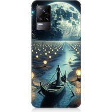 Vivo V21E Uyumlu Ay Işığında Sandal Yolculuk  Desenli Silikon Kılıf