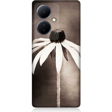 Vivo V29 Lite Uyumlu Siyah Beyaz Çiçek Sadeliği  Desenli Silikon Kılıf