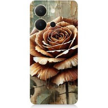 Vivo Y36 Uyumlu Altın Bronz Gül Zarafeti  Desenli Silikon Kılıf