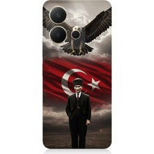 Vivo Y36 Uyumlu Bayrak ve Mustafa Kemal Atatürk  Desenli Silikon Kılıf