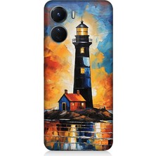 Vivo V16 Uyumlu Alevli Ufukta Deniz Feneri  Desenli Silikon Kılıf