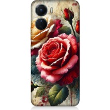Vivo V16 Uyumlu Kırmızı Sarı Gül Tutkusu  Desenli Silikon Kılıf