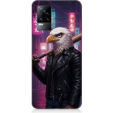 Vivo V21E Uyumlu Sokakta Deri Ceketli Kartal  Desenli Silikon Kılıf