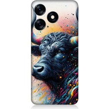 Tecno Spark 10 Uyumlu Renk Patlamalı Boğa  Desenli Silikon Kılıf
