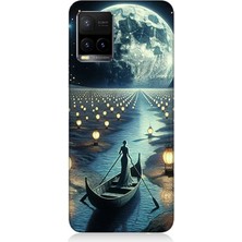 Vivo Y53S Uyumlu Ay Işığında Sandal Yolculuk  Desenli Silikon Kılıf