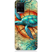 Vivo Y53S Uyumlu Pusulada Deniz Kaplumbağası  Desenli Silikon Kılıf