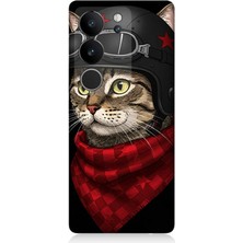 Vivo V295G Uyumlu Pilot Kasklı Şirin Kedi  Desenli Silikon Kılıf