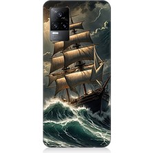 Vivo V21E Uyumlu Dalgalarla Savaşan Yelkenli  Desenli Silikon Kılıf