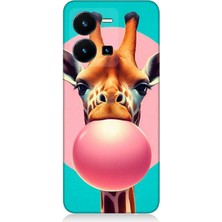 Vivo Y35 Uyumlu Balon Sakızlı Zürafa  Desenli Silikon Kılıf