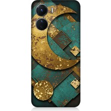 Vivo V16 Uyumlu Altın Ay ve Yıldızlar  Desenli Silikon Kılıf