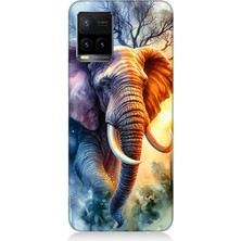 Vivo Y53S Uyumlu Ateşte Yürüyen Fil  Desenli Silikon Kılıf
