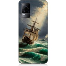 Vivo V21E Uyumlu Fırtınada Cesur Yelkenli  Desenli Silikon Kılıf